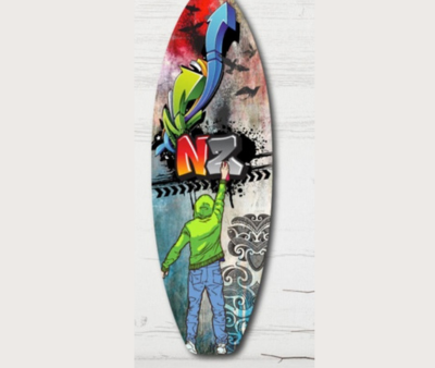 Graffiti Ply Surfboard Art - Kiwiana Wall Art Online now