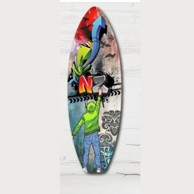 Graffiti Ply Surfboard Art - Kiwiana Wall Art Online now