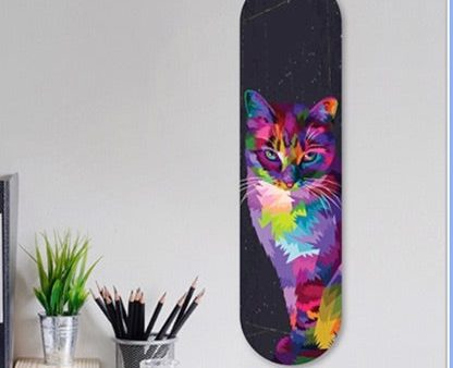 Cat Abstract Printed Skateboard Art - Kiwiana Wall Art Discount