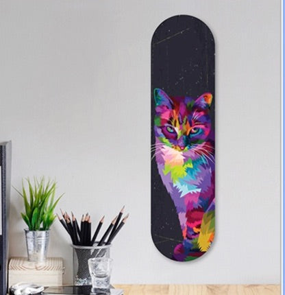 Cat Abstract Printed Skateboard Art - Kiwiana Wall Art Discount