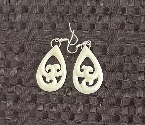 Koru Drop - Bone Carved Earrings Supply