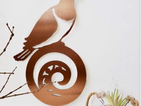 Kereru on Koru Brushed Copper - Wall Art For Cheap