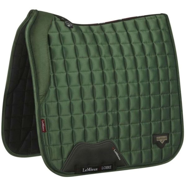 LeMieux Tapis de Selle Loire Memory Satin Square Dressage Hunter Green Online now