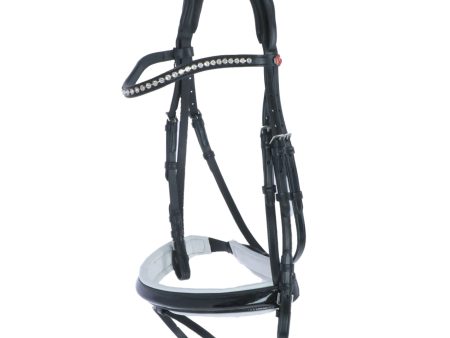 Kieffer Bridon Comfort Paris Anglais Muserolle avec Noseband, Noir Technique, Vernis, 35mm Noir Blanc on Sale